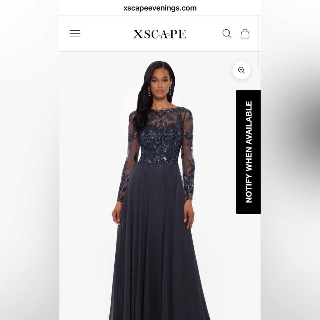 Nwt Xscape Evenings “Mason" Long Sleeve Beaded Chiffon Gown Size 8